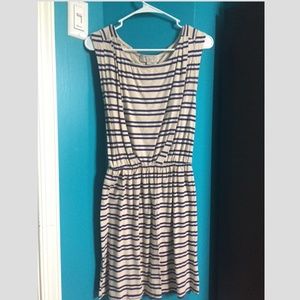 Loft dress, beige w/navy blue stripes